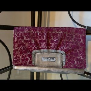 Coach Fuschia/Sparkly Silver Clutch